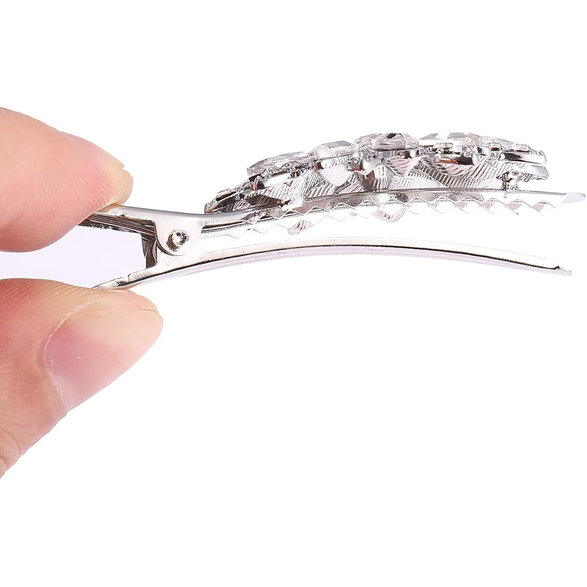 Hair Clips Large Sparkle Rhinestone Flower Design Alligator Metal Clip Non- Slip Floral Duckbill Hairpins Bling French Fancy Hair Barrettes for women s Hair Jewelry Accessories, Non-Slip Hair Clips, Formal Hairstyle Accessory, Sparkle Hair Jewelry,