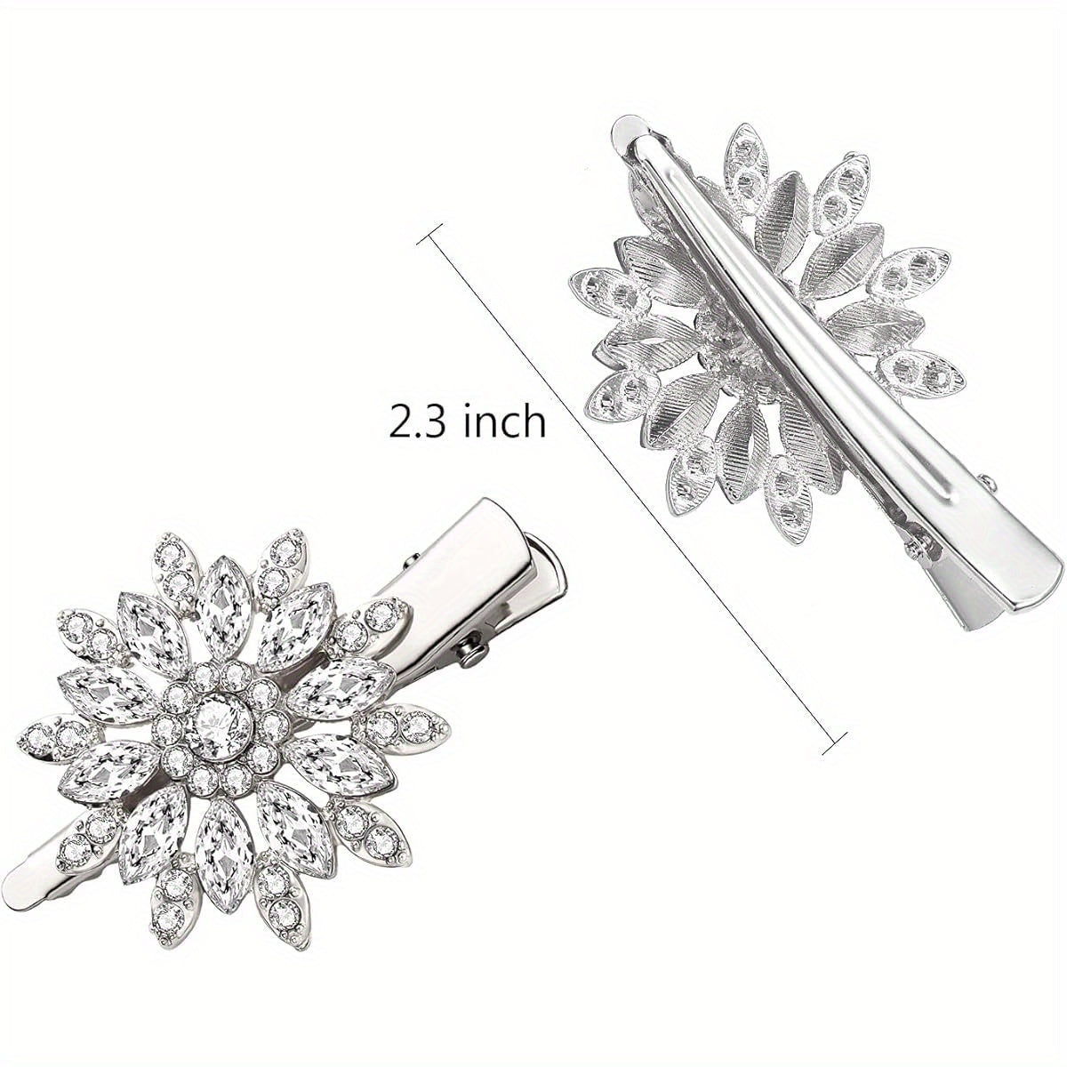 Hair Clips Large Sparkle Rhinestone Flower Design Alligator Metal Clip Non- Slip Floral Duckbill Hairpins Bling French Fancy Hair Barrettes for women s Hair Jewelry Accessories, Non-Slip Hair Clips, Formal Hairstyle Accessory, Sparkle Hair Jewelry,