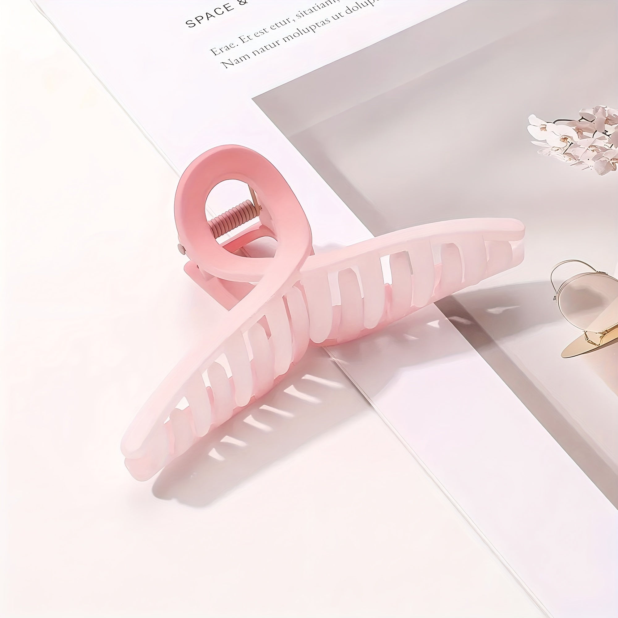 8pcs Large Pastel Pink Hair Clips - Elegant Floral & Bow Design with Heart Cutouts, Non-Slip Grip for Braids, Buns, Ponytails | Valentine’s Day Hair Accessories, Bulk Pack for s, Women, Parties & Everyday Use | Durable Plastic Hairpins (Butterfly & Flower