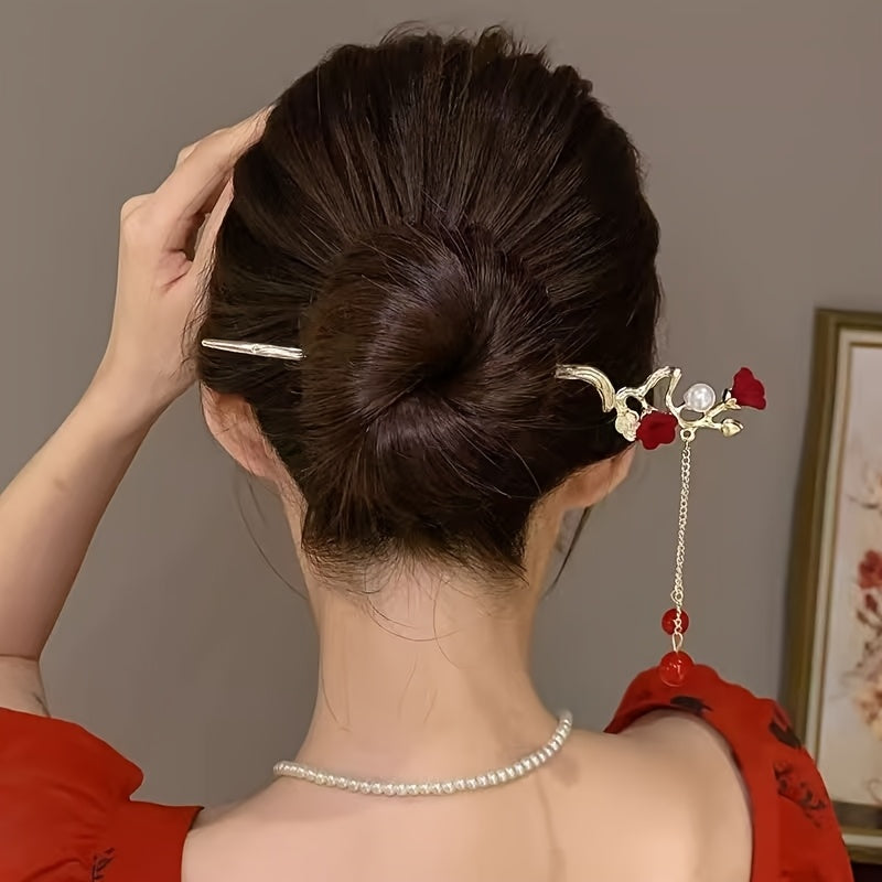7pcs New Red Series Hairpins, Exquisite And Fashionable Elegant Hair Accessories, Suitable for Daily Life, Parties, Beautiful Festivals, Gifts, Etc.