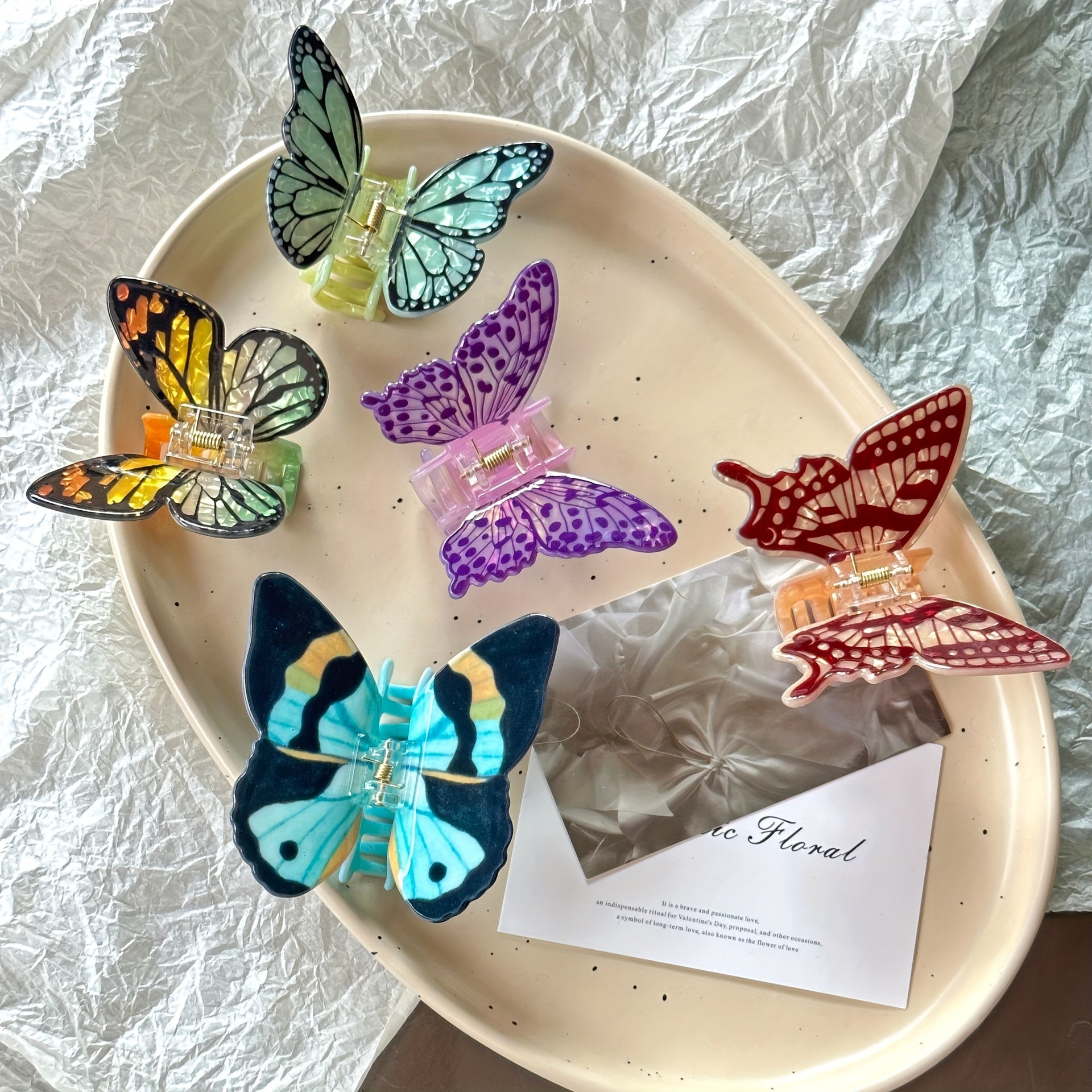 [Elegant Butterfly Hair Pins] 3pcs Elegant Butterfly Hair Pins - Vibrant Blue, Pink, and Purple with Sparkling Details | Plastic Hairpin for Updos, Half-Updos, Parties, Holidays, Weddings | Stylish Gift for Women, Party Hair Accessories