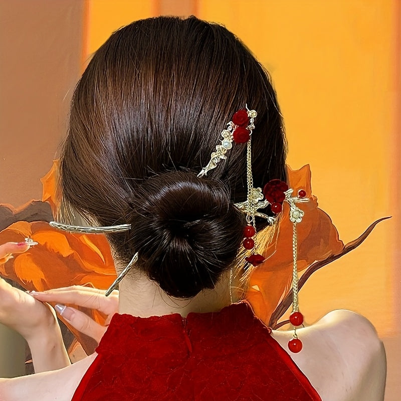 7pcs New Red Series Hairpins, Exquisite And Fashionable Elegant Hair Accessories, Suitable for Daily Life, Parties, Beautiful Festivals, Gifts, Etc.