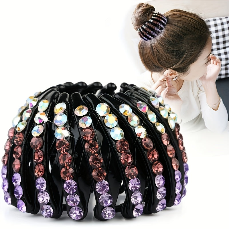 Single Elegant Bird's Nest Hairpin - Sparkling Rhinestone & Gemstone Circular Hair Clip for Women, Secure Ponytail Holder for Weddings, Parties, Valentine's Day, Hair Accessories, Formal Hairstyle, Glamorous Accessory, Highquality Accessory, Decorative