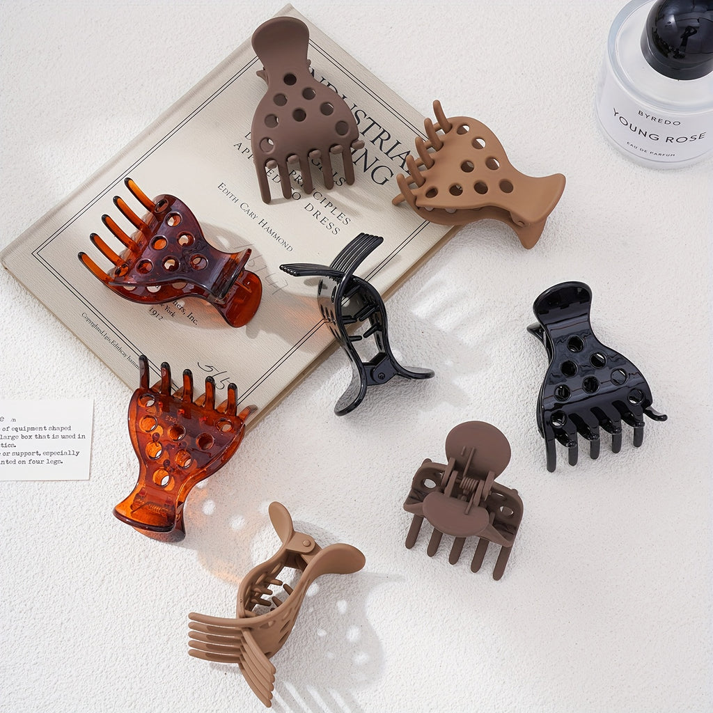 [Retro Hollow Hair Clips] 8pcs Set Retro Hollow Hair Clips with Minimalist Dot Design, Perfect for Curly Hairstyling and Daily Use