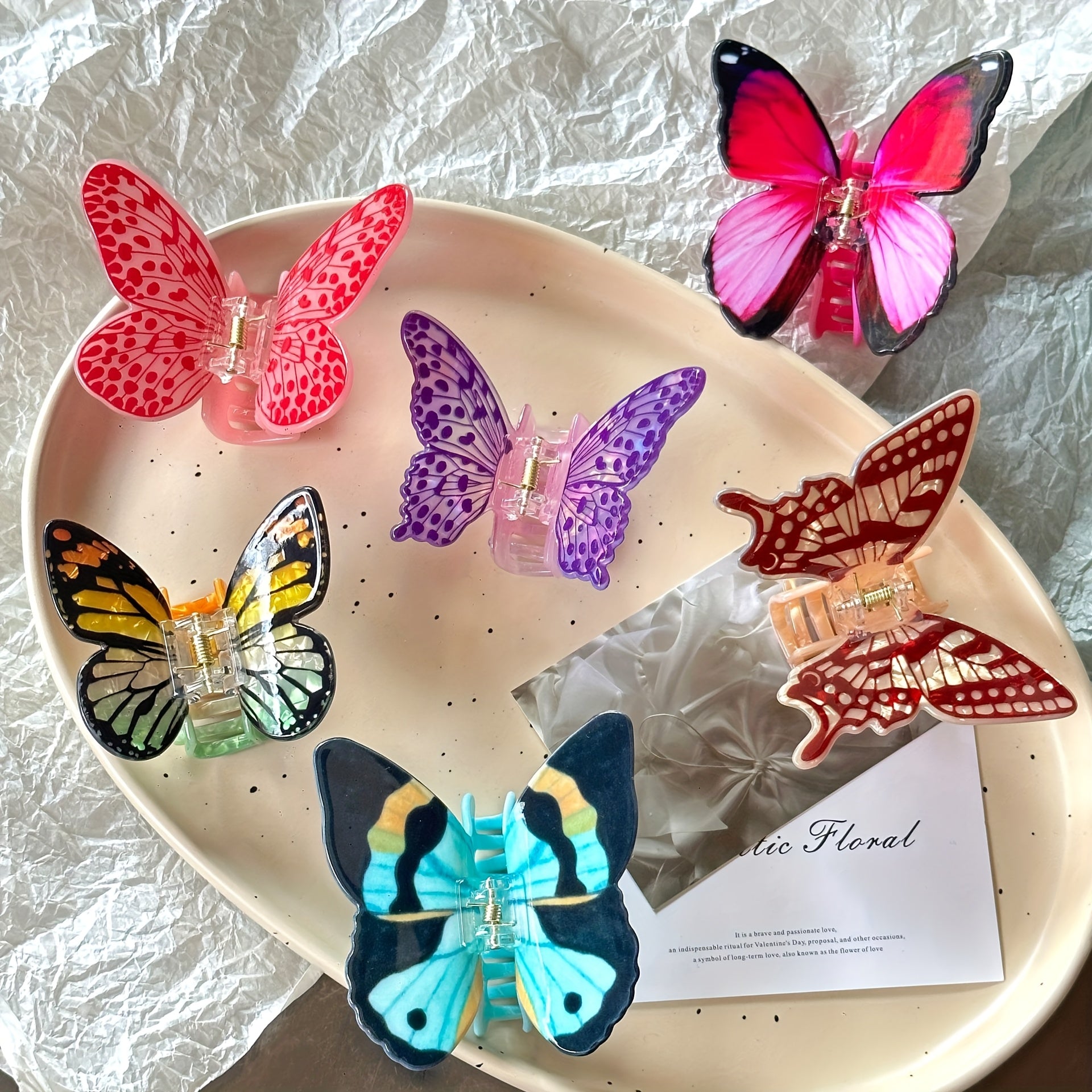 [Elegant Butterfly Hair Pins] 3pcs Elegant Butterfly Hair Pins - Vibrant Blue, Pink, and Purple with Sparkling Details | Plastic Hairpin for Updos, Half-Updos, Parties, Holidays, Weddings | Stylish Gift for Women, Party Hair Accessories
