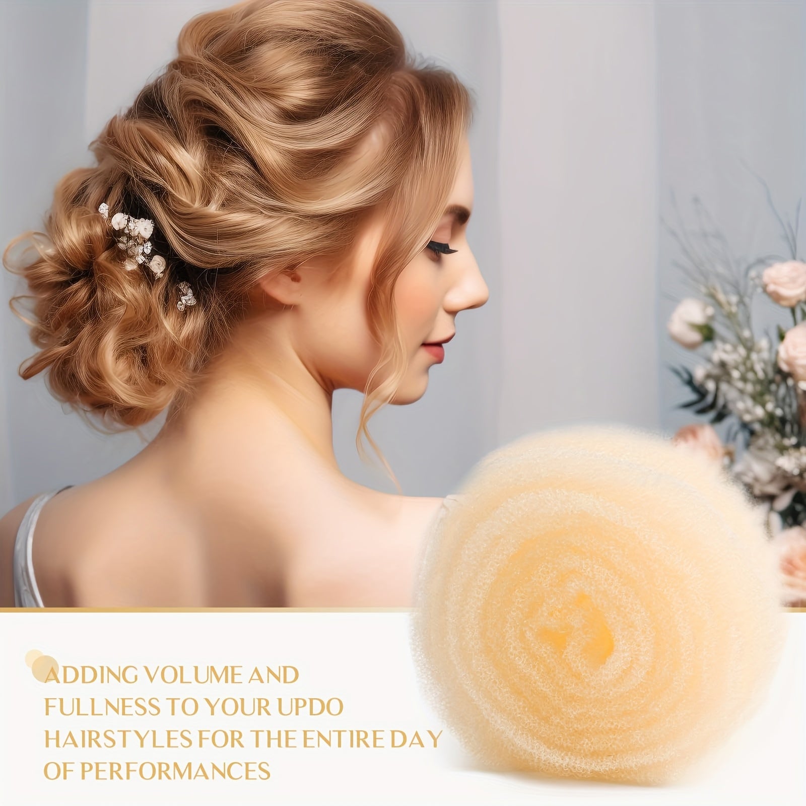 [Blonde Hair Filler] Soft, Flexible Blonde Hair Filler for Updos | 20 Bobby Pins & 50 U-Shaped Pins for Volume, Shape, and Secure Styling