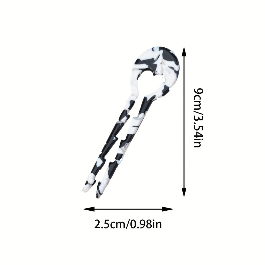 6pcs Elegant Resin Heart-Shaped Hairpins with Floral Design - Perfect for Women'S Updos and Daily Use, Stylish Black and White Patterns, Ideal for Birthdays and Special Occasions, Stylish Hair Accessories | Floral Pattern Hairpins | Durable Hairpin