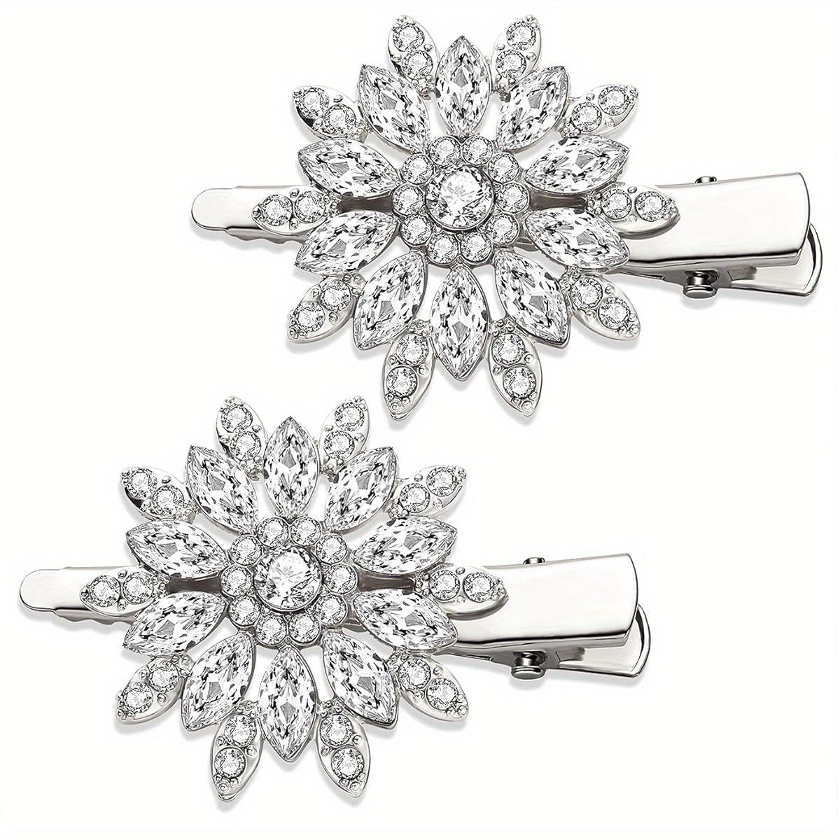 Hair Clips Large Sparkle Rhinestone Flower Design Alligator Metal Clip Non- Slip Floral Duckbill Hairpins Bling French Fancy Hair Barrettes for women s Hair Jewelry Accessories, Non-Slip Hair Clips, Formal Hairstyle Accessory, Sparkle Hair Jewelry,
