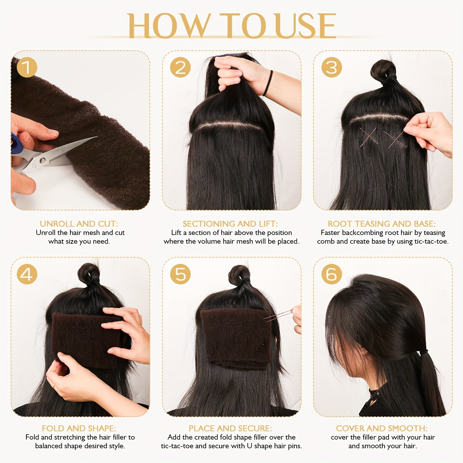 [Blonde Hair Filler] Soft, Flexible Blonde Hair Filler for Updos | 20 Bobby Pins & 50 U-Shaped Pins for Volume, Shape, and Secure Styling