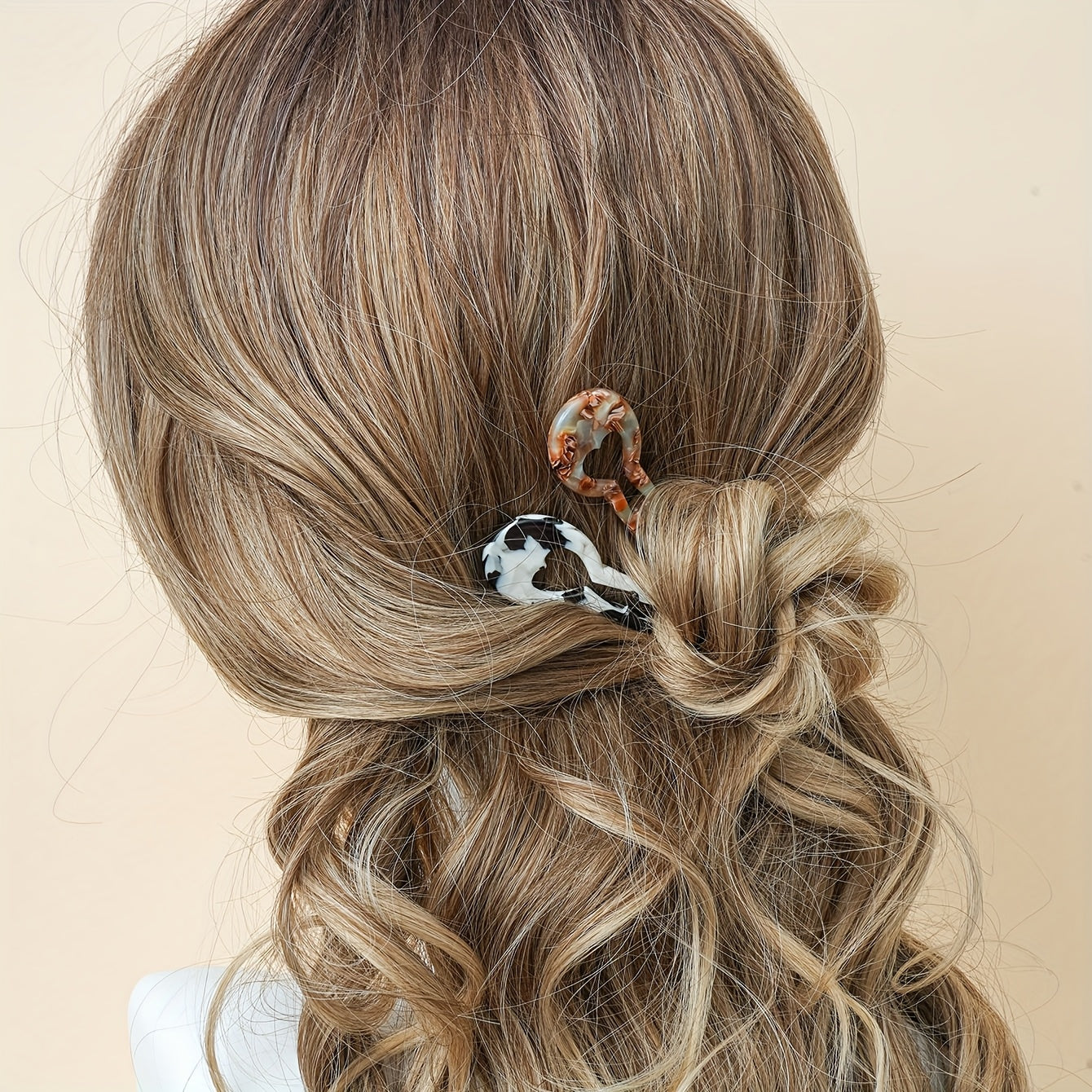6pcs Elegant Resin Heart-Shaped Hairpins with Floral Design - Perfect for Women'S Updos and Daily Use, Stylish Black and White Patterns, Ideal for Birthdays and Special Occasions, Stylish Hair Accessories | Floral Pattern Hairpins | Durable Hairpin
