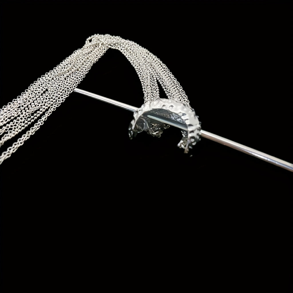 1pc Elegant Long Tassel Hairpin with Sparkling Beads - Stylish Silvery Women'S Updo Accessory, Perfect for Valentine'S Day, Formal Events, and Everyday Fashion, Formal Hair Accessory | Sparkling Bead Design | Durable Alloy