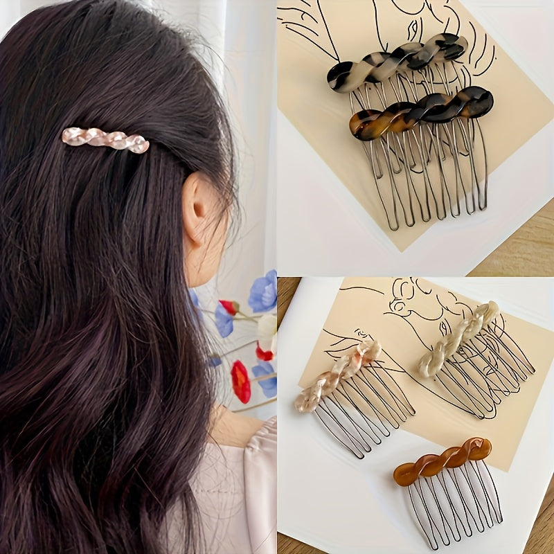 4pcs Elegant Acetate Bow Hair Combs Princess Side Hairpins Bangs Clips Updo Styling Accessories for Mother's Day, Back to Season, Thanksgiving, Christmas, New Year, Valentine's Day, Carnival Festival Gifts, Cute Hair Accessories