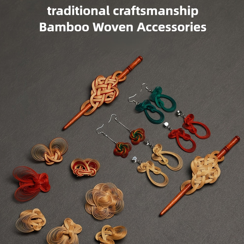Chinese Intangible Cultural Heritage Craft - Handwoven Hairpins, Bun Sticks, Hanfu & Qipao Accessories, Brooches & Earrings | Natural Materials | Traditional Vintage Style Gift for Women (Wedding/Festival/Collector's Item)