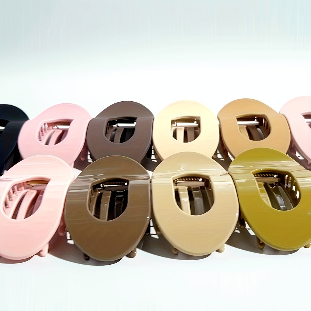 [10pcs Hair Clips] 10pcs Oval Flat Hair Clips | Cute Sweetheart Design Matte Finish Hair Accessories for Women & Teens, 10 Assorted Colors, Durable Plastic