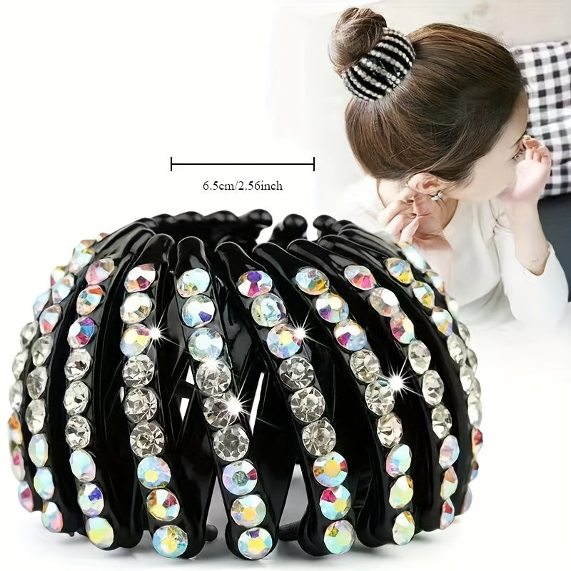 Single Elegant Bird's Nest Hairpin - Sparkling Rhinestone & Gemstone Circular Hair Clip for Women, Secure Ponytail Holder for Weddings, Parties, Valentine's Day, Hair Accessories, Formal Hairstyle, Glamorous Accessory, Highquality Accessory, Decorative