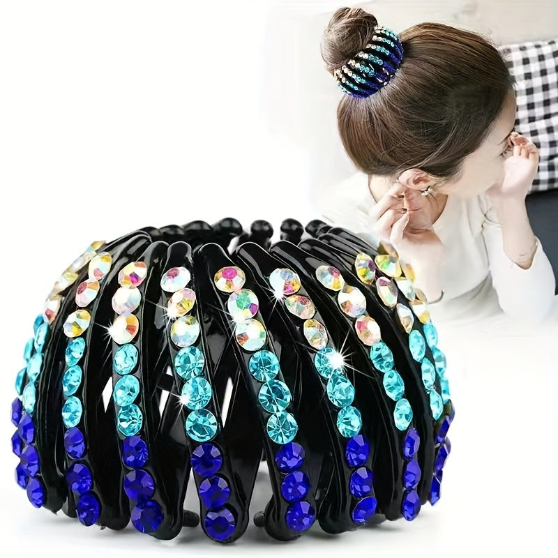 Single Elegant Bird's Nest Hairpin - Sparkling Rhinestone & Gemstone Circular Hair Clip for Women, Secure Ponytail Holder for Weddings, Parties, Valentine's Day, Hair Accessories, Formal Hairstyle, Glamorous Accessory, Highquality Accessory, Decorative