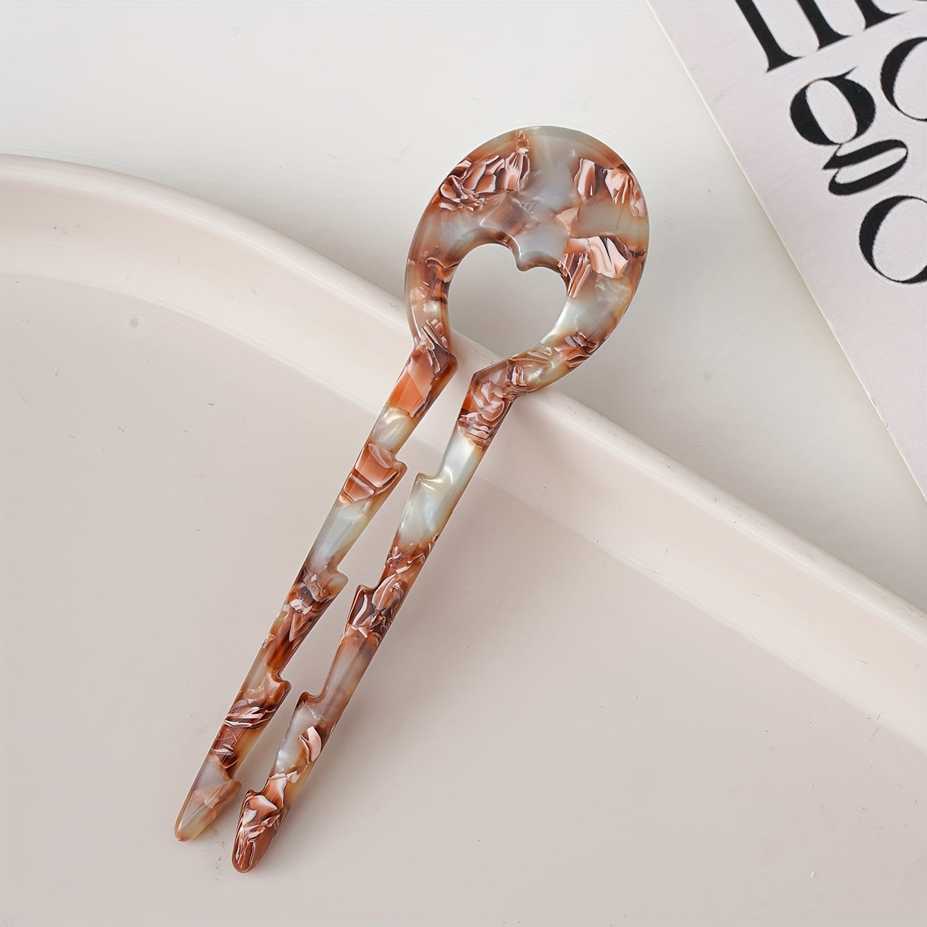 6pcs Elegant Resin Heart-Shaped Hairpins with Floral Design - Perfect for Women'S Updos and Daily Use, Stylish Black and White Patterns, Ideal for Birthdays and Special Occasions, Stylish Hair Accessories | Floral Pattern Hairpins | Durable Hairpin