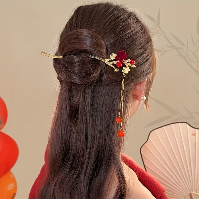 7pcs New Red Series Hairpins, Exquisite And Fashionable Elegant Hair Accessories, Suitable for Daily Life, Parties, Beautiful Festivals, Gifts, Etc.