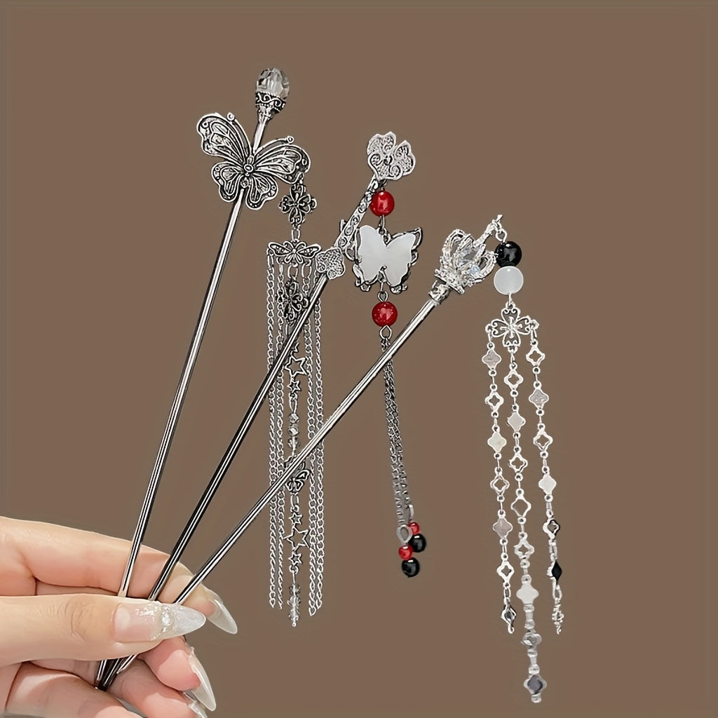 3pcs Women's New High-End Tassel Hairpins, Vintage Fashion Accessories for Ladies, Ideal Headwear for Photoshoots and Gifts