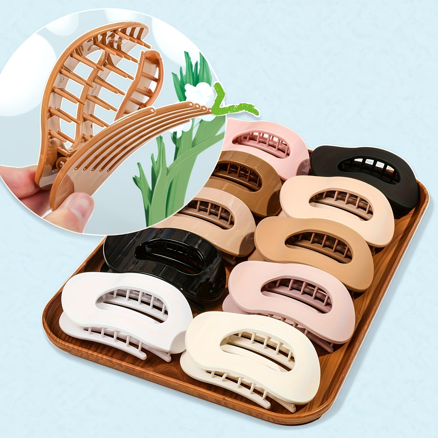 [10pcs Hair Clips] 10pcs Oval Flat Hair Clips | Cute Sweetheart Design Matte Finish Hair Accessories for Women & Teens, 10 Assorted Colors, Durable Plastic