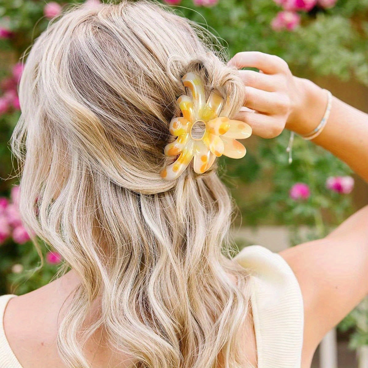 3pcs Large Flower Hair Claw Clips for Women & s - Strong Hold Non-Slip Hair Clips with Floral Design, Thickened Acrylic Large Hairpins for Thick/Thin Hair, Vibrant Colors (Pink, Blue, Clear) - Durable & Gentle, Ideal for Braids, Buns, Ponytails - Perfect