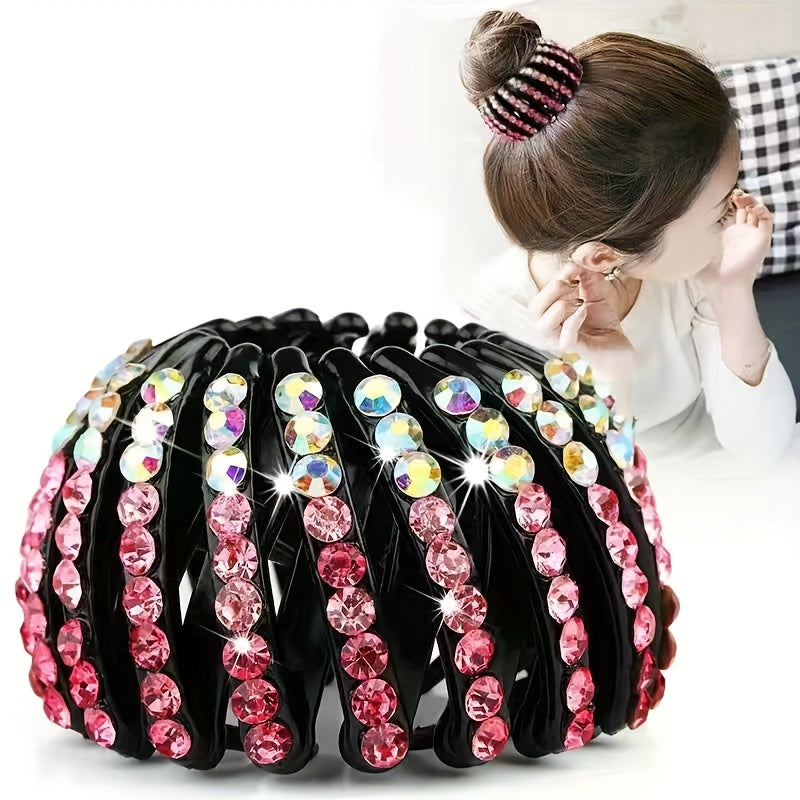 Single Elegant Bird's Nest Hairpin - Sparkling Rhinestone & Gemstone Circular Hair Clip for Women, Secure Ponytail Holder for Weddings, Parties, Valentine's Day, Hair Accessories, Formal Hairstyle, Glamorous Accessory, Highquality Accessory, Decorative