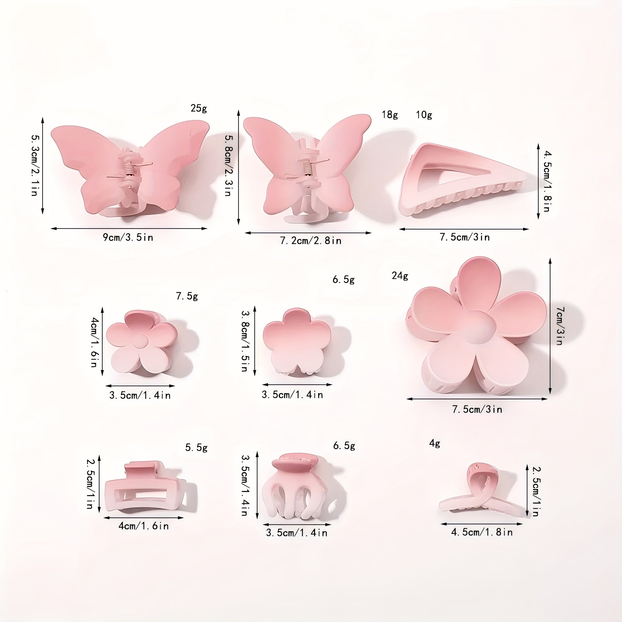 8pcs Large Pastel Pink Hair Clips - Elegant Floral & Bow Design with Heart Cutouts, Non-Slip Grip for Braids, Buns, Ponytails | Valentine’s Day Hair Accessories, Bulk Pack for s, Women, Parties & Everyday Use | Durable Plastic Hairpins (Butterfly & Flower