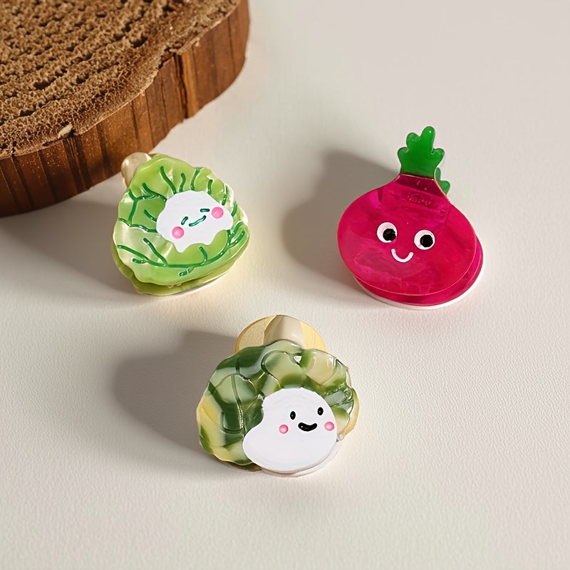 8pcs, Carrot Vegetable Tomato Small Hair Clip, Cute Cartoon Bangs Claw Clip, Instagram Multi-Style Side Clip, Fresh and Sweet Hair Accessory Headwear, Unique Design Hairpin, Novelty Fun Hair Clip, Suitable for Daily Styling, Party, Travel