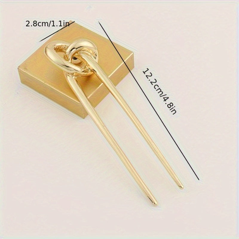 New Minimalist Metal Hairpin with a Knotted Design, Inspired by European And American Styles, Featuring a Chinese Knot Symbolizing Love