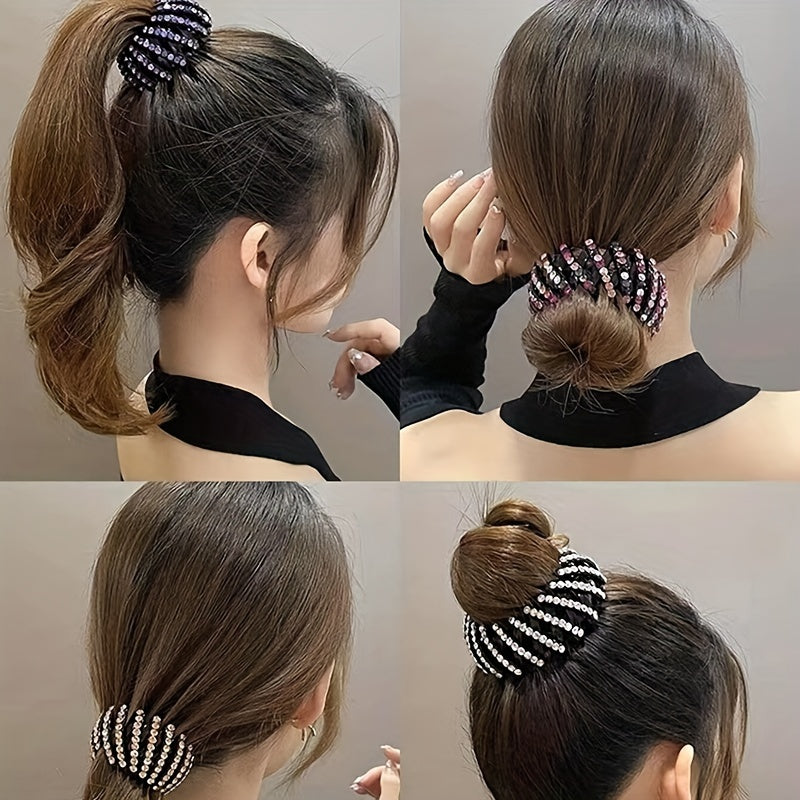 Single Elegant Bird's Nest Hairpin - Sparkling Rhinestone & Gemstone Circular Hair Clip for Women, Secure Ponytail Holder for Weddings, Parties, Valentine's Day, Hair Accessories, Formal Hairstyle, Glamorous Accessory, Highquality Accessory, Decorative