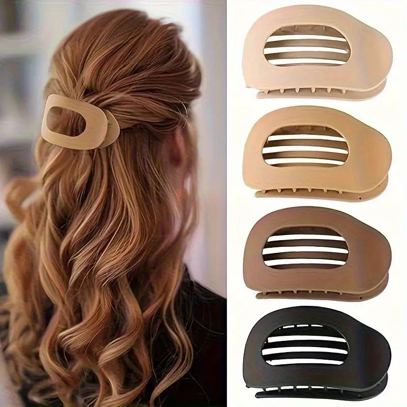 4/40 Pack Matte Flat Hair Clips - Heavy Duty Non-Slip Grip, Matte Finish Hairpins for Women, Secure Hold for Updos, Ponytails, Buns - Everyday & Formal Events - (4 Colors: White, Black, Beige, Dark Brown) - Durable Plastic Hair Accessories, Hairstyle