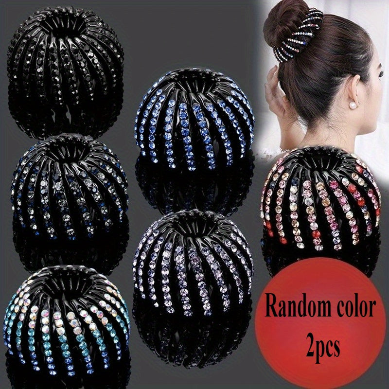 Single Elegant Bird's Nest Hairpin - Sparkling Rhinestone & Gemstone Circular Hair Clip for Women, Secure Ponytail Holder for Weddings, Parties, Valentine's Day, Hair Accessories, Formal Hairstyle, Glamorous Accessory, Highquality Accessory, Decorative