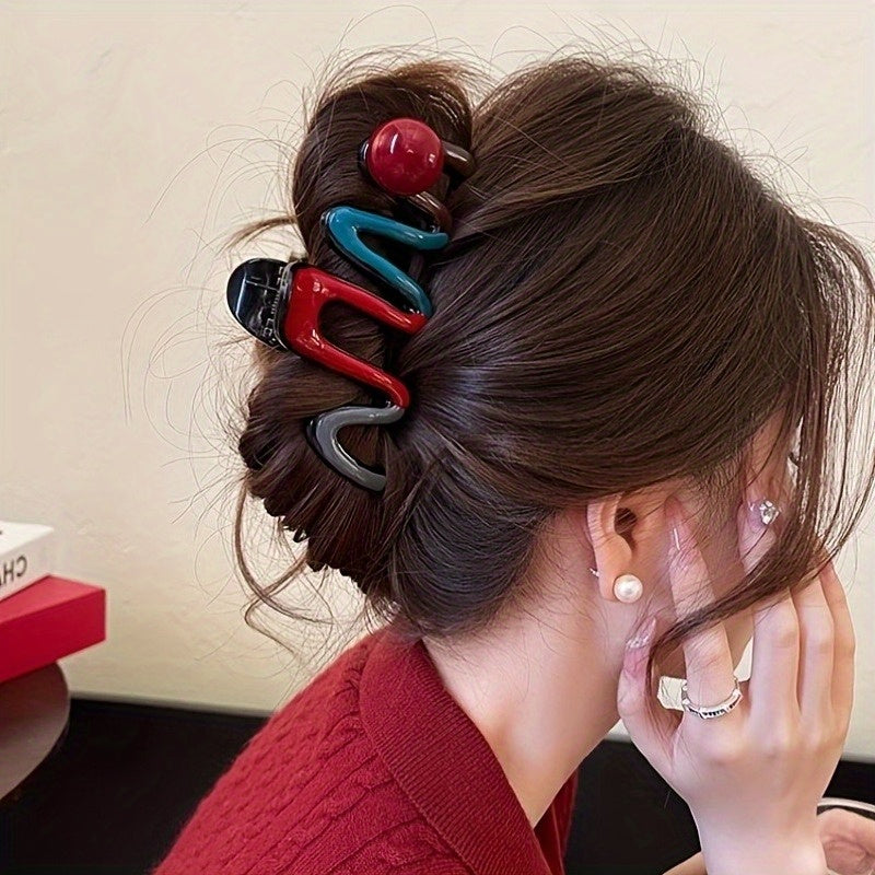 9pcs Design Wave Pearl Color-Blocking Large Hair Clip for Women, Exuding a Sense of Elegance, Suitable for Both Men And Women, Featuring a Simple And Cute Style, Perfect for Halloween, Christmas, And Partner Birthday Gifts.