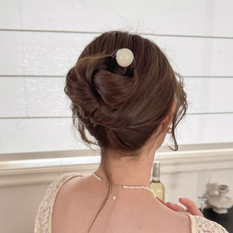 4pcs Chinese Style U-Shaped Hairpins - Elegant Classic Design with Stained Glass Beads & Black/Brown/Golden/Tan Colors, Secure Hold for Bun Hairstyles, Wedding, Formal Events, Role-Play & Everyday Use - Durable Hairpins for Women, Traditional Hair