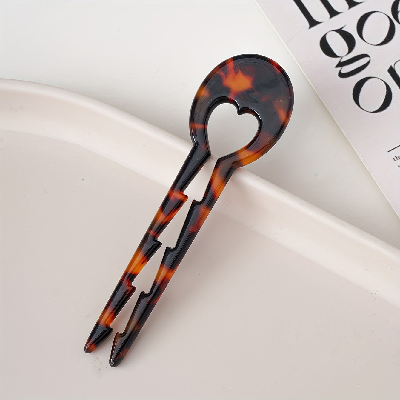 6pcs Elegant Resin Heart-Shaped Hairpins with Floral Design - Perfect for Women'S Updos and Daily Use, Stylish Black and White Patterns, Ideal for Birthdays and Special Occasions, Stylish Hair Accessories | Floral Pattern Hairpins | Durable Hairpin