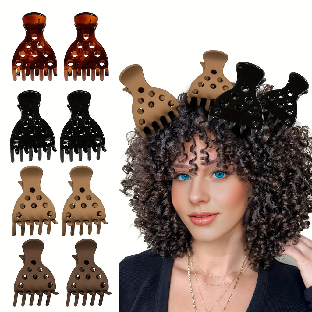 [Retro Hollow Hair Clips] 8pcs Set Retro Hollow Hair Clips with Minimalist Dot Design, Perfect for Curly Hairstyling and Daily Use