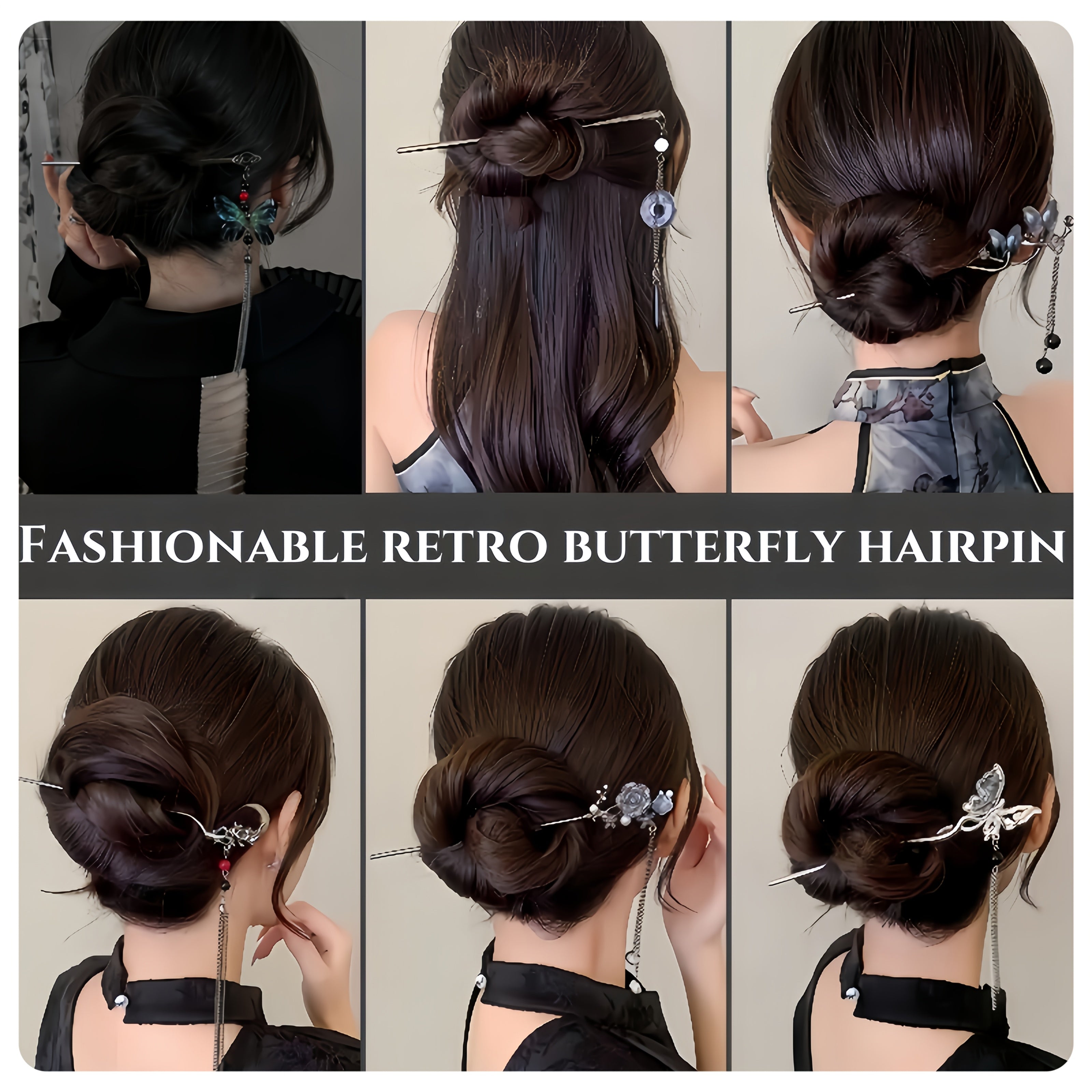 6pcs Alloy Elegant Butterfly Moon Rose Tassel Hairpin Set, Suitable for Women and Ladies, Fashionable Trendy Cool Hair Accessories, Perfect as Birthday Holiday Costume Party Photo Gift, Ideal Choice for Her