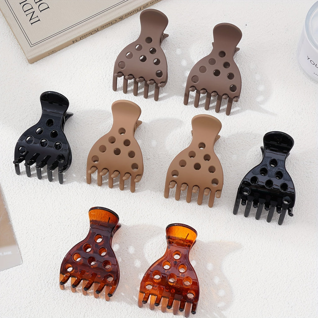 [Retro Hollow Hair Clips] 8pcs Set Retro Hollow Hair Clips with Minimalist Dot Design, Perfect for Curly Hairstyling and Daily Use