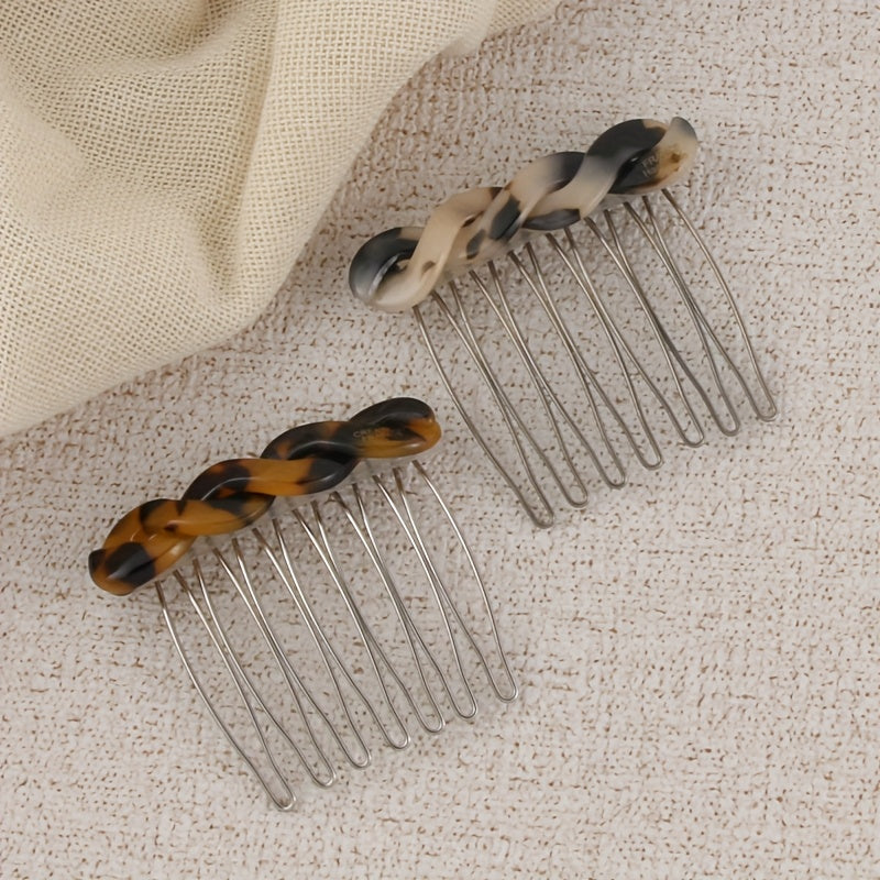 4pcs Elegant Acetate Bow Hair Combs Princess Side Hairpins Bangs Clips Updo Styling Accessories for Mother's Day, Back to Season, Thanksgiving, Christmas, New Year, Valentine's Day, Carnival Festival Gifts, Cute Hair Accessories
