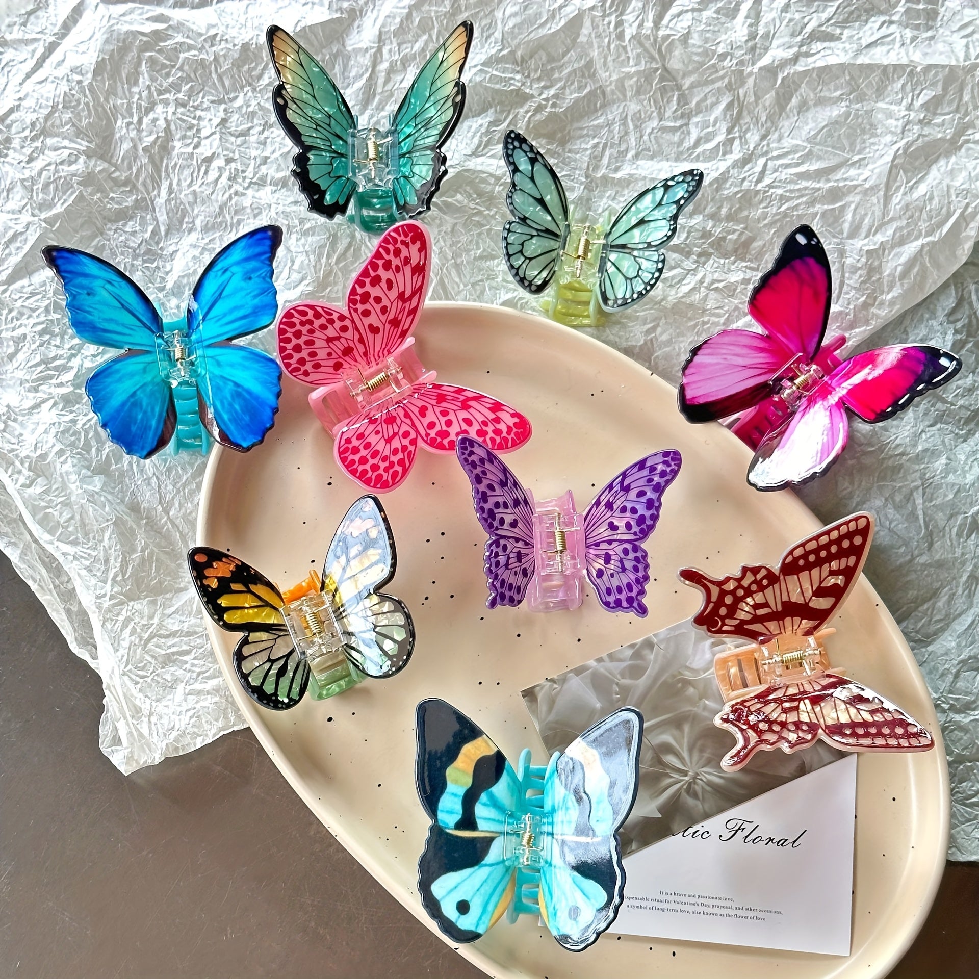 [Elegant Butterfly Hair Pins] 3pcs Elegant Butterfly Hair Pins - Vibrant Blue, Pink, and Purple with Sparkling Details | Plastic Hairpin for Updos, Half-Updos, Parties, Holidays, Weddings | Stylish Gift for Women, Party Hair Accessories