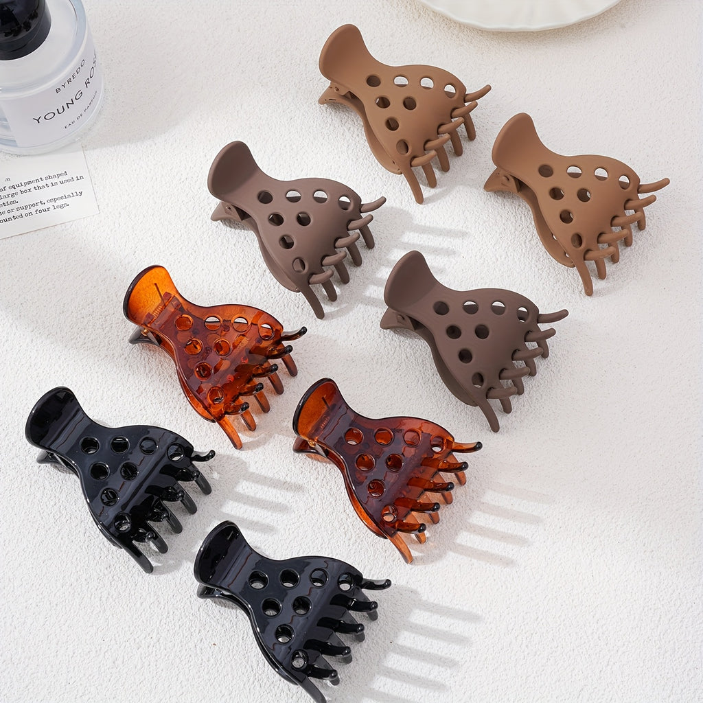 [Retro Hollow Hair Clips] 8pcs Set Retro Hollow Hair Clips with Minimalist Dot Design, Perfect for Curly Hairstyling and Daily Use