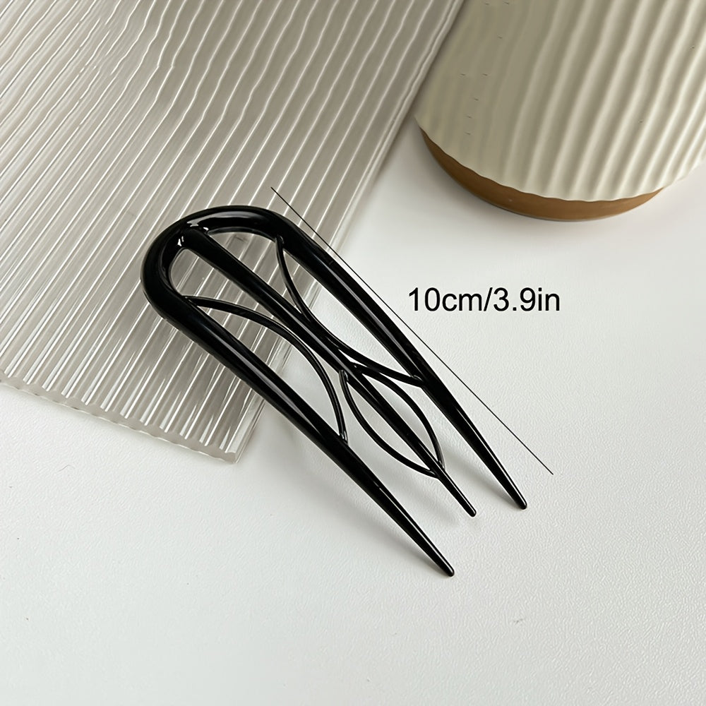 3pcs Tortoiseshell Hair Clip Set - U-Shaped Pins with Grip Teeth, Vintage-Inspired Accessories for Buns & Twists (Wedding/Daily Use), Perfect for Elegant Updos, Hair Styling Accessories | Vintage Hair Accessories | Grip Teeth Detail, Hair Accessories Set