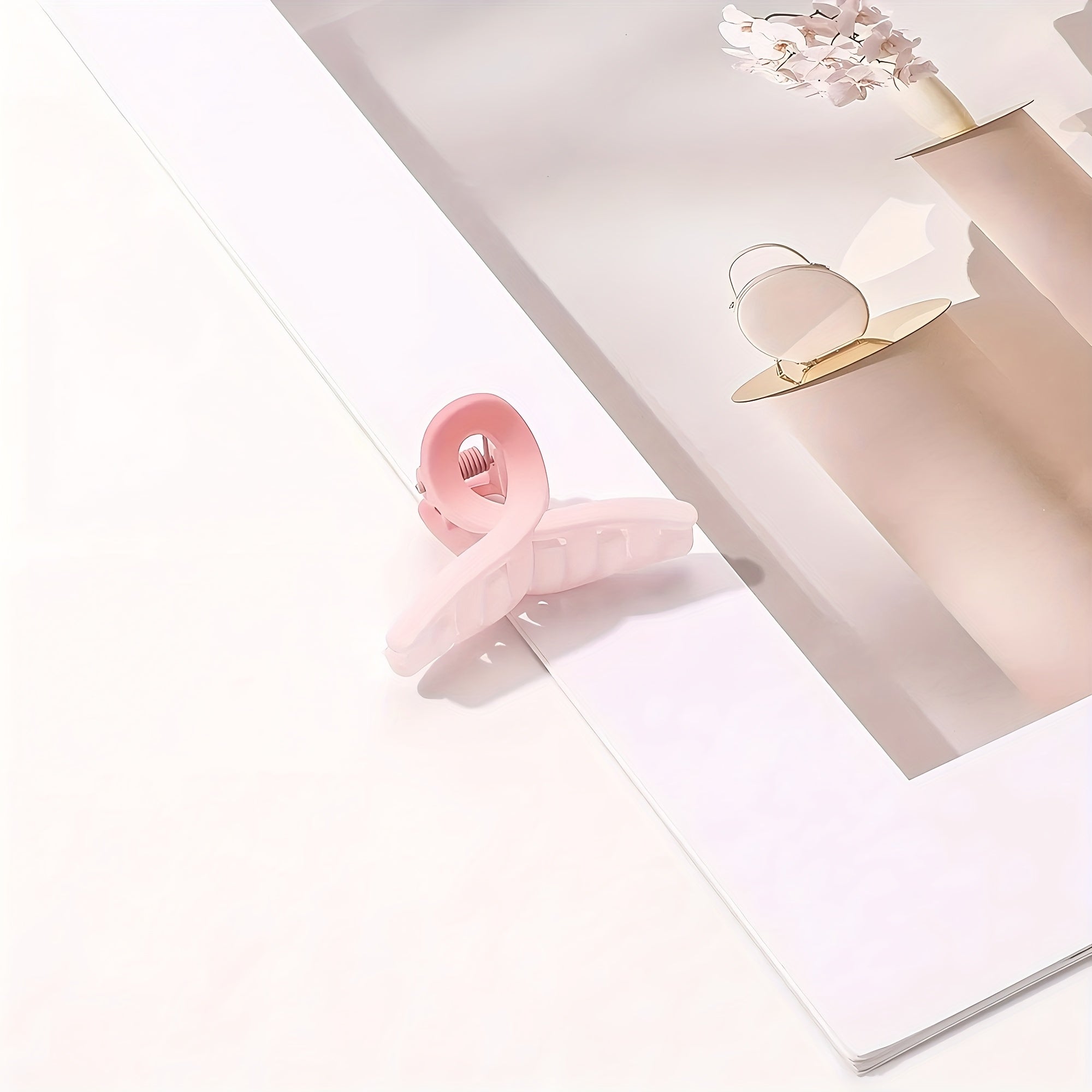 8pcs Large Pastel Pink Hair Clips - Elegant Floral & Bow Design with Heart Cutouts, Non-Slip Grip for Braids, Buns, Ponytails | Valentine’s Day Hair Accessories, Bulk Pack for s, Women, Parties & Everyday Use | Durable Plastic Hairpins (Butterfly & Flower