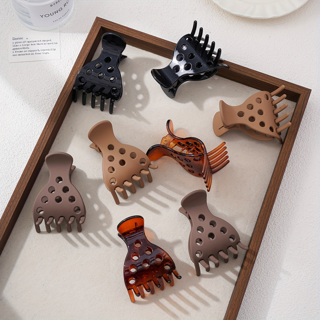 [Retro Hollow Hair Clips] 8pcs Set Retro Hollow Hair Clips with Minimalist Dot Design, Perfect for Curly Hairstyling and Daily Use