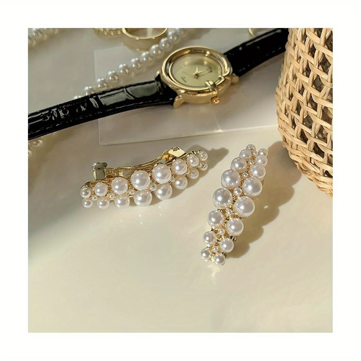 2pcs Elegant Hair Clips - Vintage French Barrettes with Secure Spring Mechanism, Non-Damaging Hairpins for Women, Wedding, Party, Everyday - Long (1.6in) & Narrow (0.6in) - Perfect for Braids, Buns, Ponytails - Ideal Gift for Women & s - Wedding Party